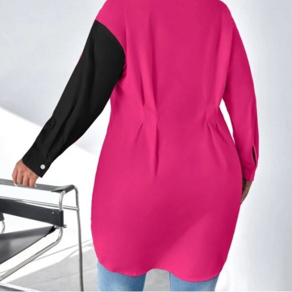 Plus Two-Tone Longline Blouse in Pink and Black Size 20 4XL * NEVER WORN* - Picture 7 of 7